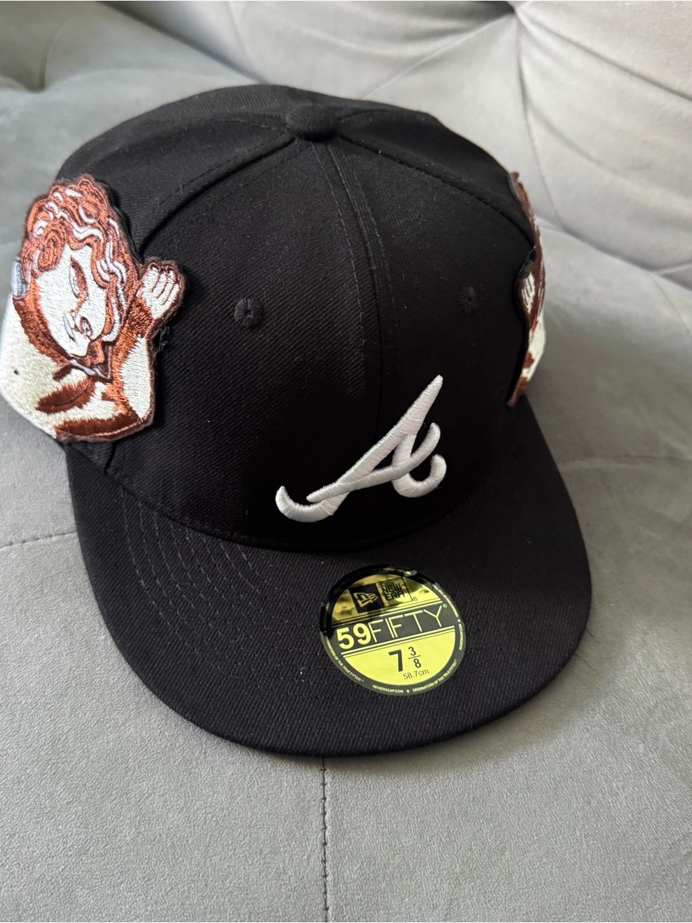 JON STAN Edition New Era Atlanta Braves 59FIFTY Black Fitted Hat Size 7 3/8